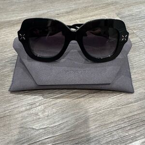 Alaia Black Round Frame Oversized Embellishments AA0054S Sunglasses